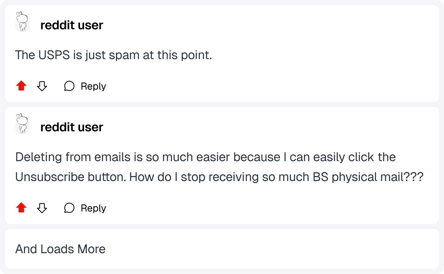 Reddit comments about junk mail